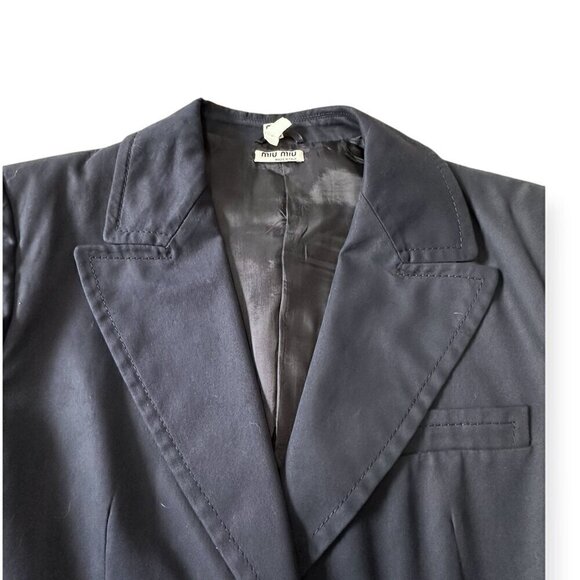 Miu Miu Navy Blue Cotton Blazer Jacket,‎ Size 46 Italy/US 10/M - Picture 14 of 16